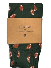 NWT J CREW Boxer Underwear Sz S-XL Green White Brown Football #J3