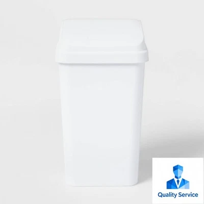 Brightroom 13gal Swing Top Waste Basket, White Textured Plastic