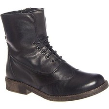 NEW Eric MIchael Women Riley Black Leather Lace Up Zipper Combat Dress Boot