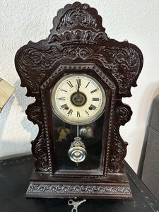 Antique Ansonia Gingerbread Mantle Clock With Alarm - Case Has Been Refinished