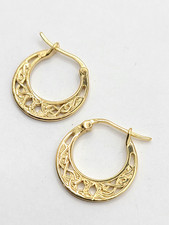 14k Gold Plated over 925 Sterling Silver Celtic Hoop Earrings 17mm