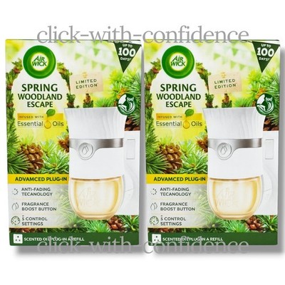 2 x Air Wick Spring Woodland Escape Duftöl Duft Diffuser + Nachfüllung 19ml 