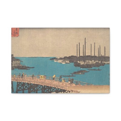 unknown - Eitai Bashi Tsukudajima Ryosen - ca. 1835 - Canvas Wall Art