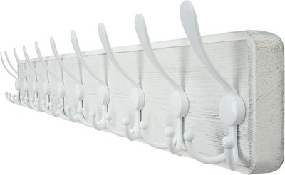 WEBI Garderobe 98 cm Wandmontage 10 Dreifachhaken Holz rustikal weiß Flur