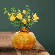 Pomegranate Shaped Flower Vase Glass Vase for Holiday Bookshelf Dinner Table