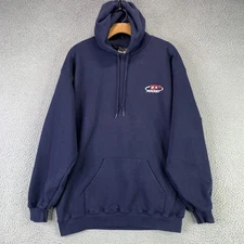 Vintage USA Hockey Hoodie Mens XL Navy Lee Pullover Sweatshirt Fleece Pocket