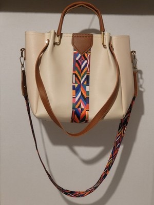 White Leather Aztec Pattern Purse Hand Bag