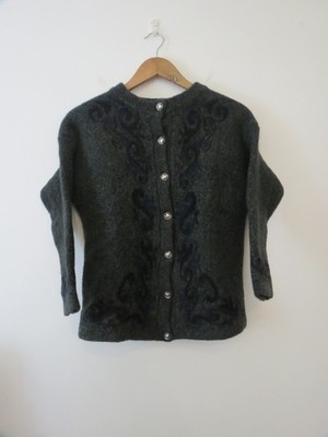 Harley Scotland Fairisle Cardigan Small Blue Green Wool Shetland Toast Button Up