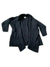 ARMANI COLLEZIONI Black Ribbed Knit Waterfall Cardigan Sweater Size 12 Shawl