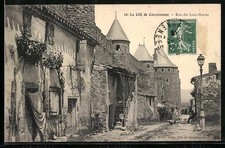 Old postcard Carcassonne, Rue des Lices-Hautes