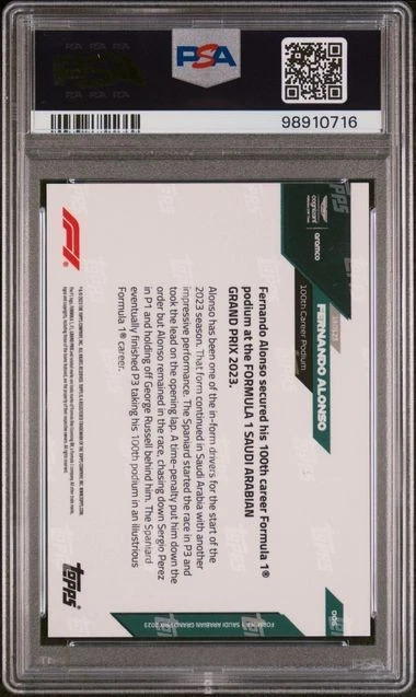 2023 TOPPS NOW FORMULA 1 #6 FERNANDO ALONSO TEAL ON CARD AUTO GEM 10 - Image 2 of 2