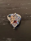 Vtg Sterling Silver 12K Gold Leaf With Stone Sz 8.5