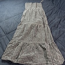 Sim & Sam Black/White Gingham Strapless Tiered Maxi Sundress Womens XL