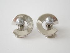 Boucles D'Oreilles Clips Pierre Lang Kunstperle Bleu Gris 16,1 G / Ø 2,3 CM