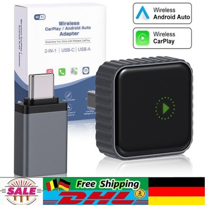2026 2-in-1 Wireless CarPlay Adapter Android Auto Plug & Play für iPhone Android