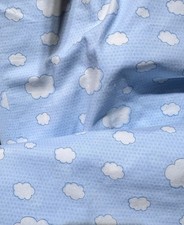 White Clouds Blue Sky Cotton Fabric