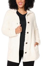 Cuddl Duds Women's Sculpted Sherpa Shacket Heritage Cream