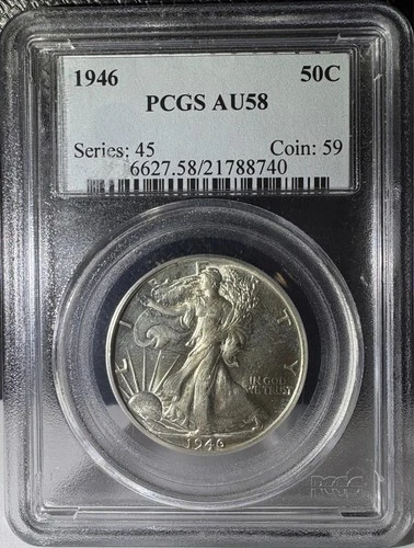 1946 50c Silver Walking Liberty Half Dollar PCGS AU58 (740)