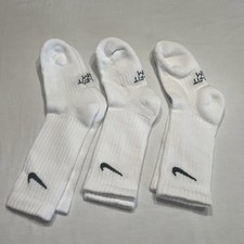 Nike Unisex White Cotton Cushioned Dri-Fit Crew Socks 3 Pairs Read Description