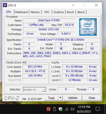 Intel Core i7-9700 CPU 3GHz Processors LGA1151 For ASUS ROG