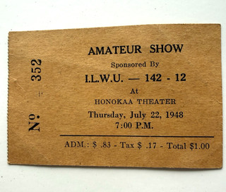 Vintage Amateur Show Ticket Honokaa Theater Hawaii 1948