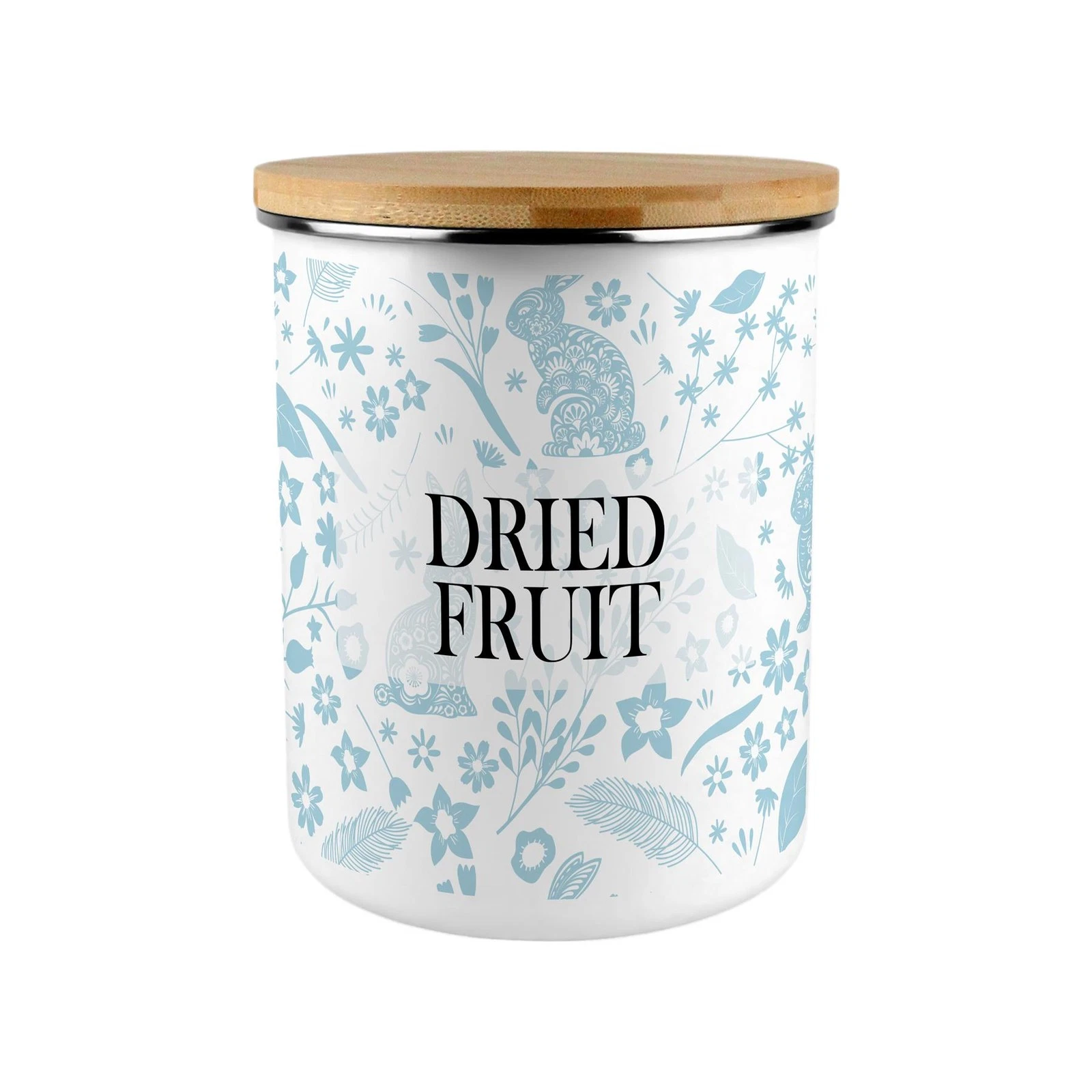 Blue Rabbits Dried Fruit Storage Canister - XL Enamel Container Home Gift