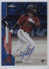 2020 Topps Chrome Rookie Blue Wave Refractor /150 Domingo Leyba #RA-DL Auto 7p8