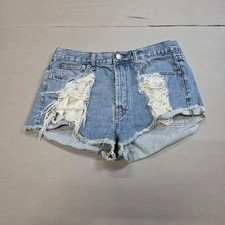 Melville Womens 29 Distressed Denim Cutoff Shorts Light Wash Frayed raw hems