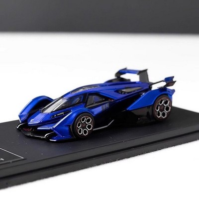LMF 1/64 Scale Lamborghini V12 Vision GT Blue Diecast Car Model Toy Gift