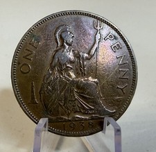 1938 Great British One Penny Coin, King George VI, Bronze, Circulated.