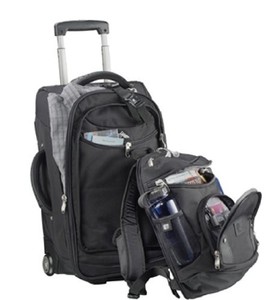 wheeled luggage with detachable backpack