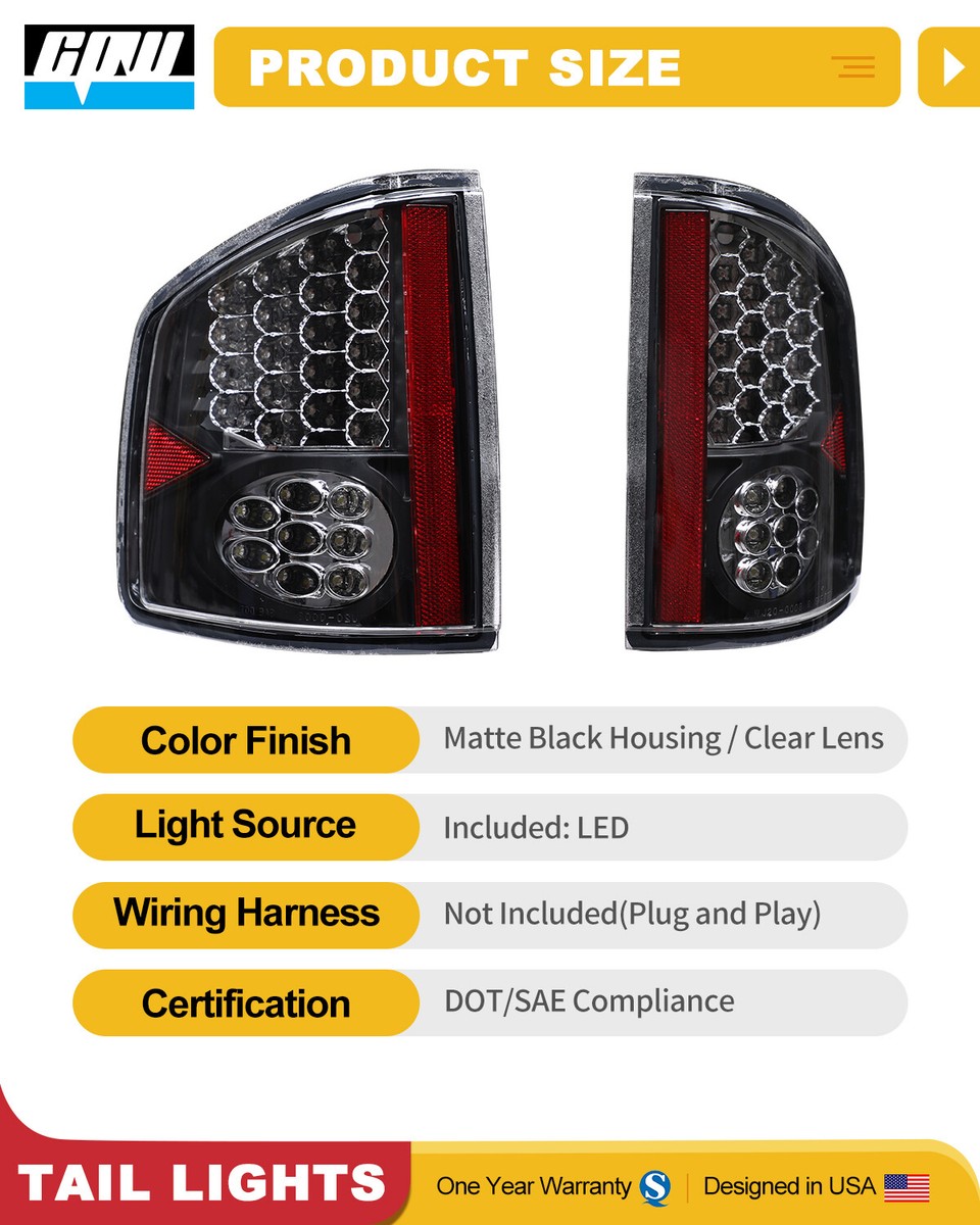 Tail Lights For GMC Yukon LED Tail Lights For 94-04 Chevy S10 / GMC Sonoma / Isuzu - Black Smoke Lens - Chrome Housing - DOT Certified Tail Lights For Chevrolet S10