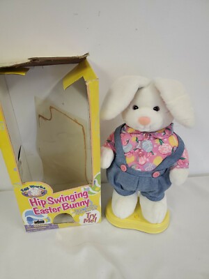 GEMMY HIP SWINGING EASTER BUNNY EGG WORKS 14'' PLUSH W BOX DANCING MUSICAL