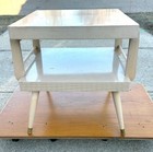 NO SHIPPING VINTAGE MCM BLONDE FORMICA END TABLE / SIDE TABLE REALLY SHARP — photo 2
