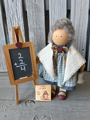Vintage 1987 Lizzie High Handcrafted Wooden Folk Art Doll Margaret Bowman 
