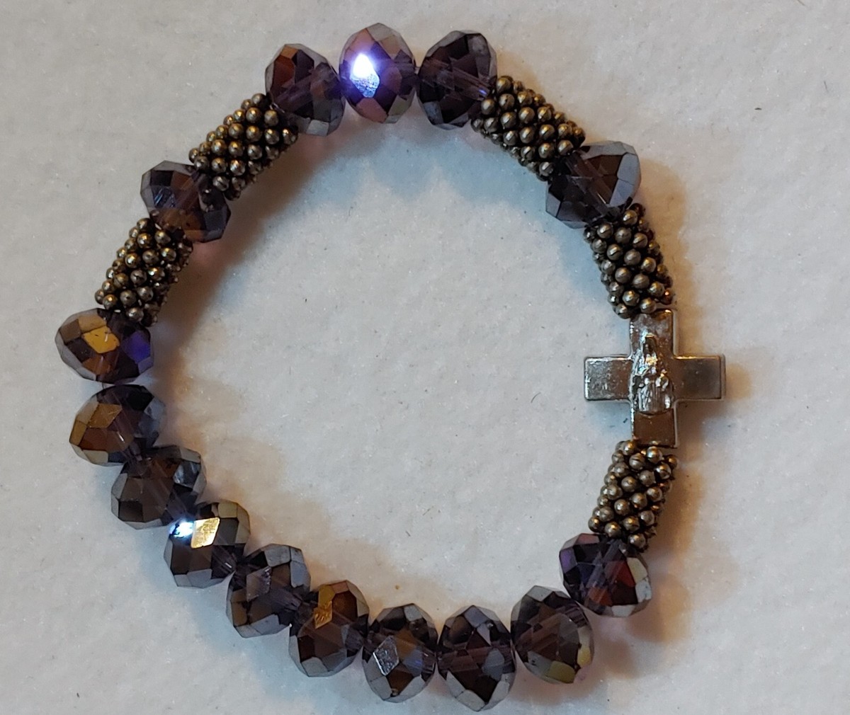 VTG -Stretch Bracelet- signed MonteMaria Purple Faceted Glass