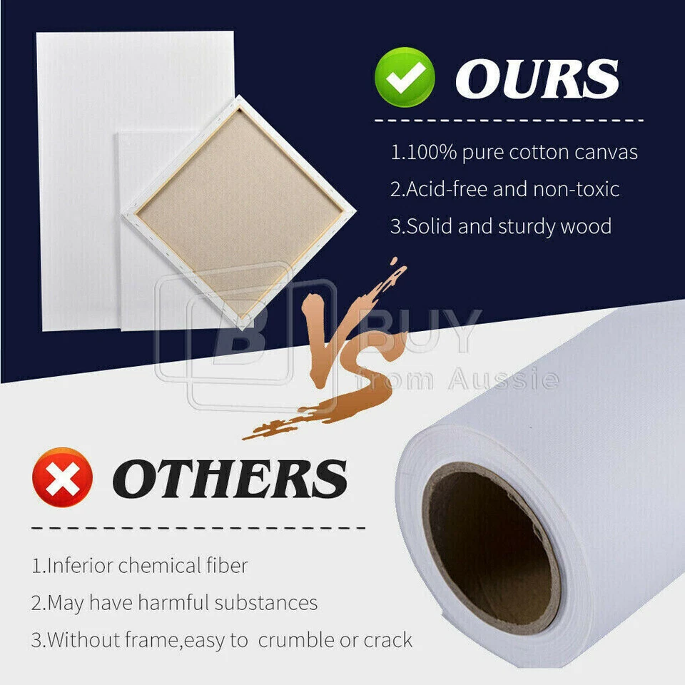 5x Artist Canvas Blank Stretched Canvases Art Large White Range Oil Acrylic Wood - image 4 of 4