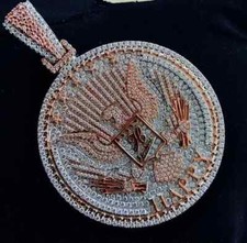 3Ct Round LabCreated Moissanite Men's Customize Pendant 14k Rose Gold Plated