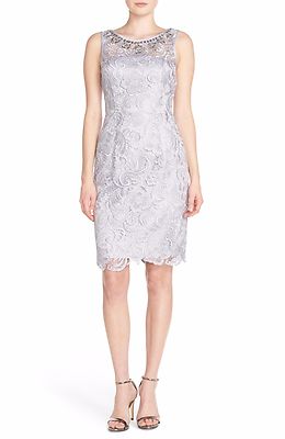 Adrianna Papell Embellished Guipure Lace Sheath Dress ( Size 8P ) | eBay