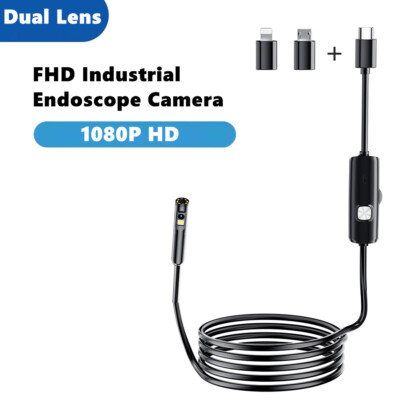 1920P Dual Lens Industrial Endoscope Inspection Camera For iOS Micro USB/Type-C