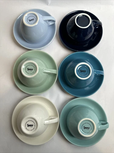 Sweese  Porcelain Espresso Cups w/Saucers  2 Ounce  Set of 6 Multicolored