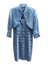 Jessica Howard 2 Piece Dress Set Blue With Silver Shimmering Effect Size 8