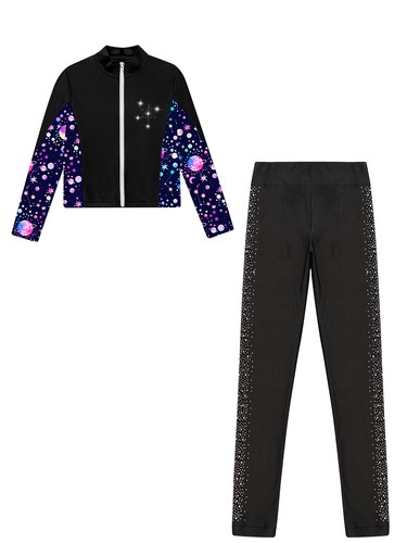 Skating Workout Gymnastics Outfits Girls Zipper Jacket Shirts with Skinny Pants - Bild 13 von 63