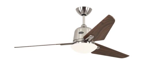 Lampe Ventilateur de plafond avec Télécommande Eco Aviatos 132 cm Chrome Noyer - Photo 1/3