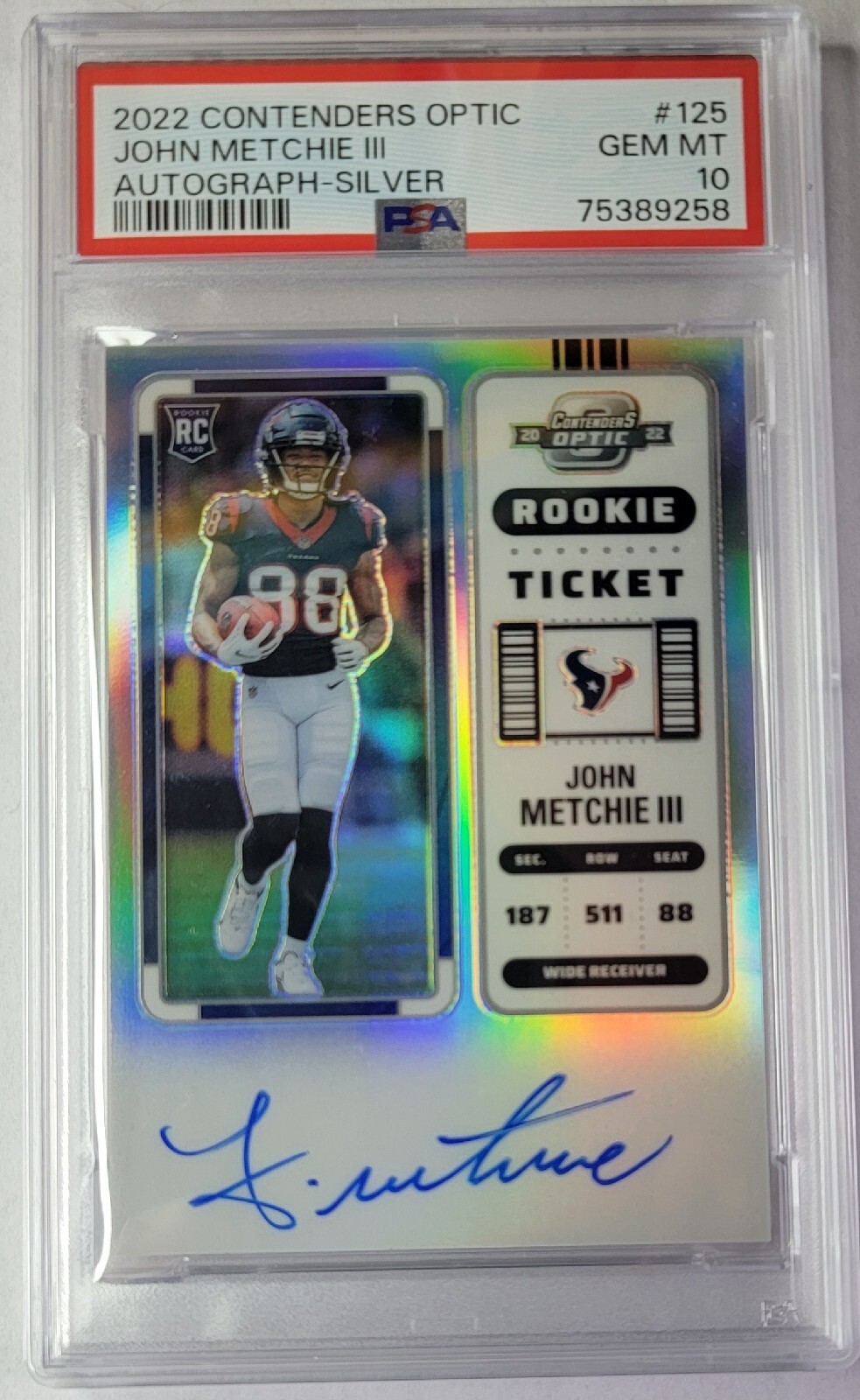 John Metchie Panini Contenders Optic #125 Autograph-Silver