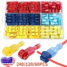 240-60PCS Quick Splice T-Tap Insulated Crimp Terminals Kit Spade Wire Connectors