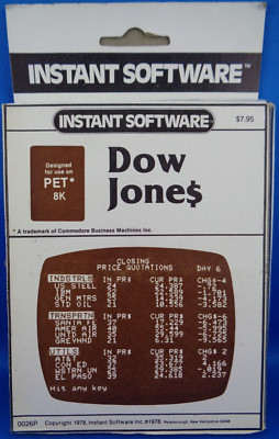 COMMODORE PET/CBM -- DOW JONE$ (INSTANT SOFTWARE)