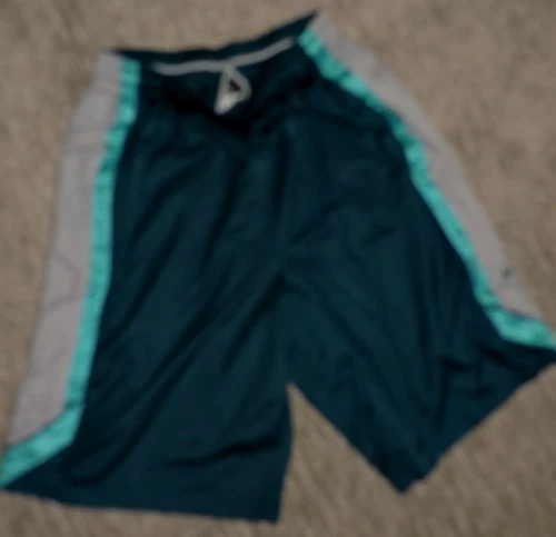 耐克 Dri-Fit 灰色/蓝绿色聚乙烯篮球短裤 尺寸 L 抽绳口袋 W27/L11 - 第 3 张/共 4 张