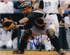 RYAN DOUMIT  PITTSBURGH PIRATES   ACTION SIGNED 8x10