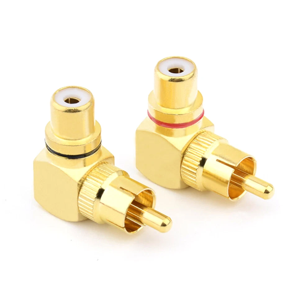 2*90 Degree RCA Phono Adapter Connector RCA Right Angle Male to Female Connector - Image 4 of 4